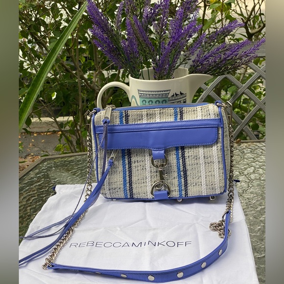 Rebecca Minkoff Blue & Grey Tweed Mini M.A.C. Crossbody Purse - Picture 14 of 14
